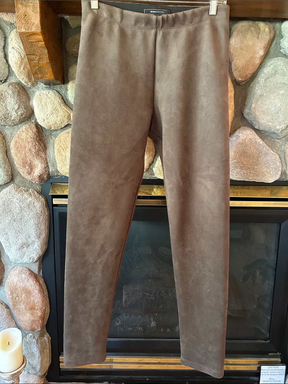 BCBG Max Azria Women's Mason Suede Stretch Ankle Legging Pants, Size L